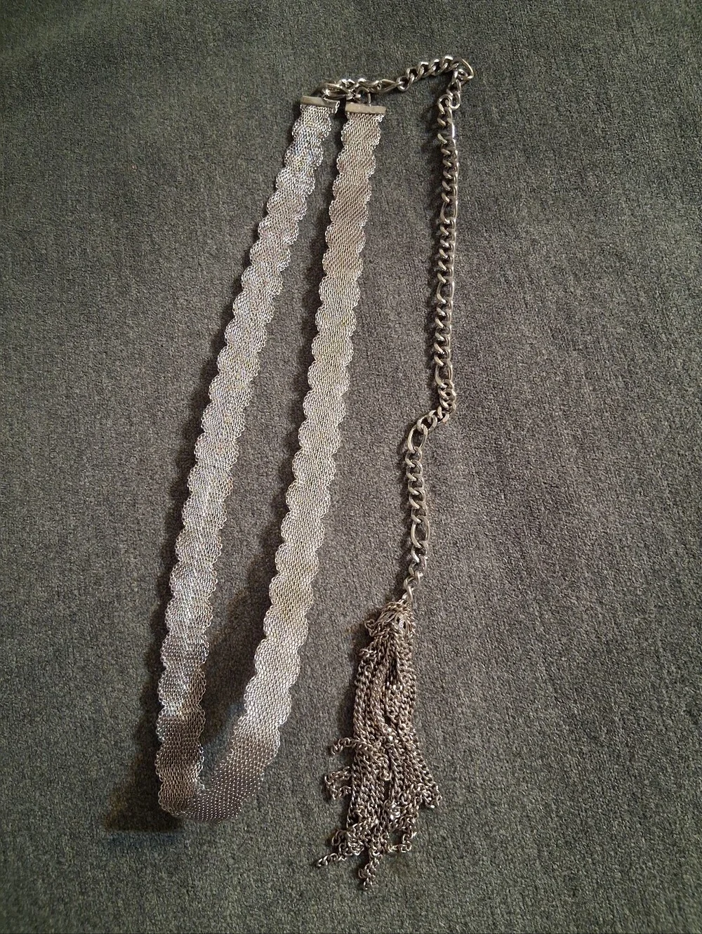 Silver Scalloped Chain Tassel Belt - Women Accessories